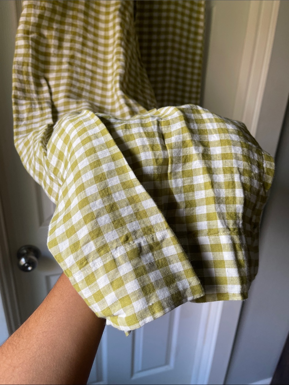 Custom Made 100% Linen Gingham Ultra Wide Leg Pants - Picture 4 of 4
